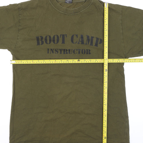 Mil-Com Men's Khaki Boot Camp Instructor T-Shirt L Cotton Army Style