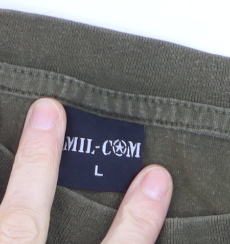 Mil-Com Men's Khaki Boot Camp Instructor T-Shirt L Cotton Army Style