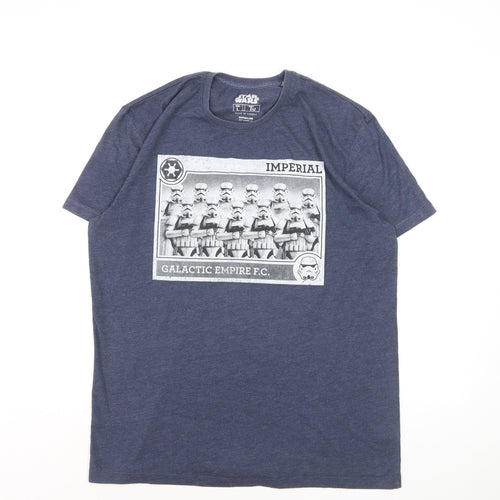 Tu Star Wars Men's Blue Graphic Print Crew Neck T-Shirt Size L