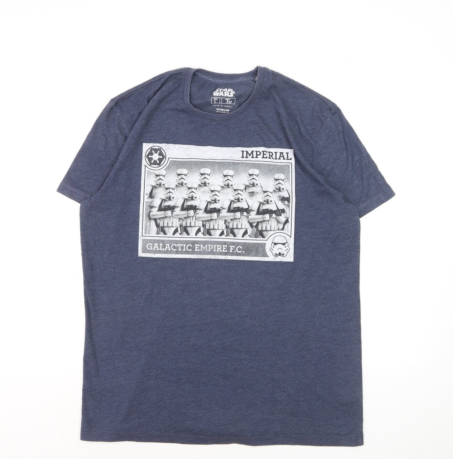 Tu Star Wars Men's Blue Graphic Print Crew Neck T-Shirt Size L