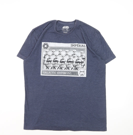 Tu Star Wars Men's Blue Graphic Print Crew Neck T-Shirt Size L
