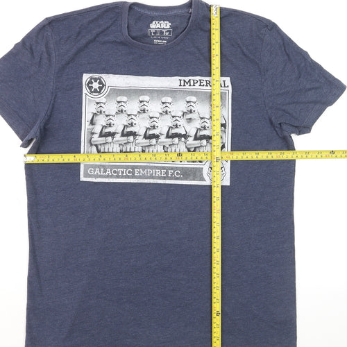 Tu Star Wars Men's Blue Graphic Print Crew Neck T-Shirt Size L