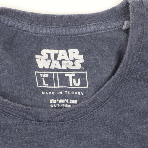 Tu Star Wars Men's Blue Graphic Print Crew Neck T-Shirt Size L
