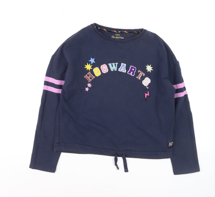 Marks and Spencer Girls Blue Harry Potter Hogwarts Long Sleeve T-Shirt 10-11 Years