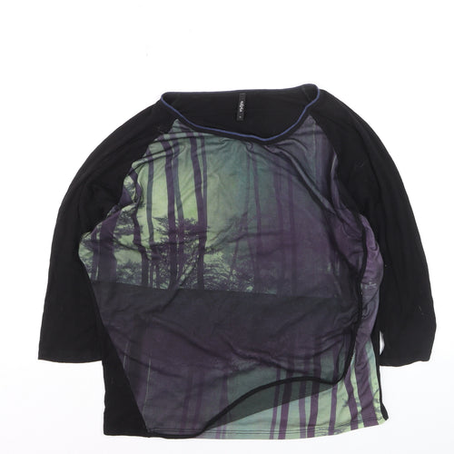 Edyta Women's Black Nature Print Relaxed 3/4 Sleeve T-Shirt XL