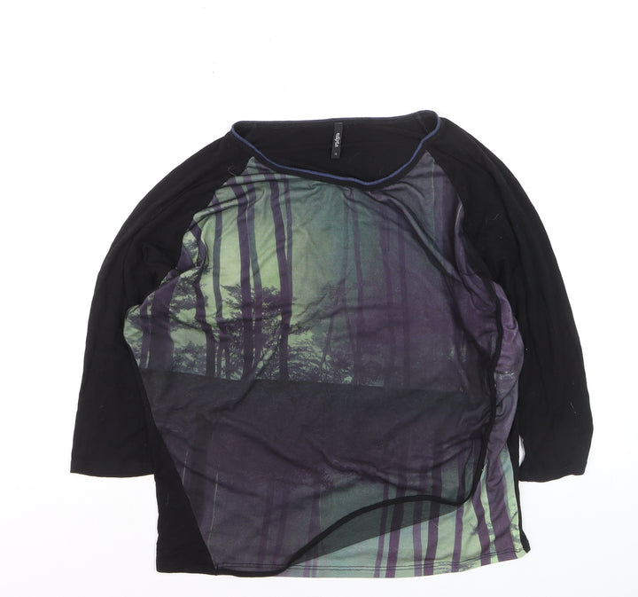Edyta Women's Black Nature Print Relaxed 3/4 Sleeve T-Shirt XL