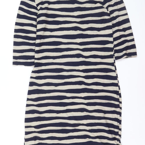 Phase Eight Women Blue Striped Knee Length Shift Dress Size 10