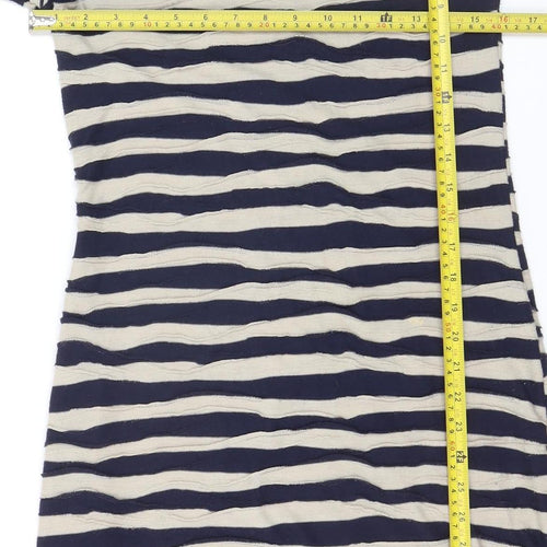 Phase Eight Women Blue Striped Knee Length Shift Dress Size 10