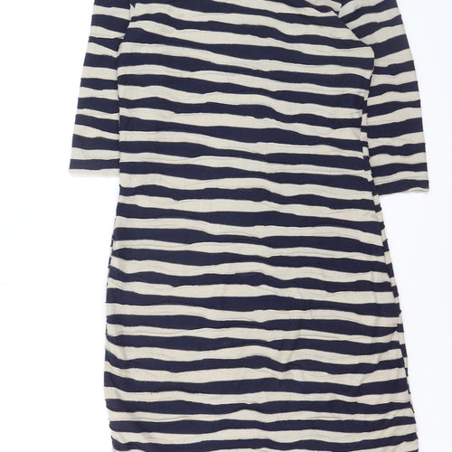 Phase Eight Women Blue Striped Knee Length Shift Dress Size 10