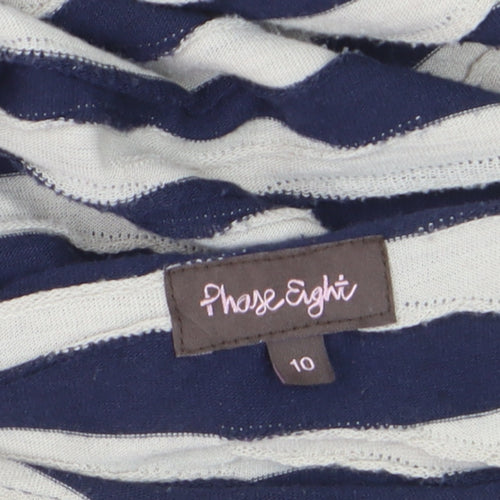 Phase Eight Women Blue Striped Knee Length Shift Dress Size 10