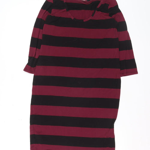 Therapy Women’s Burgundy Black Stripe Shift Dress Size 12