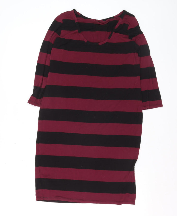 Therapy Women’s Burgundy Black Stripe Shift Dress Size 12