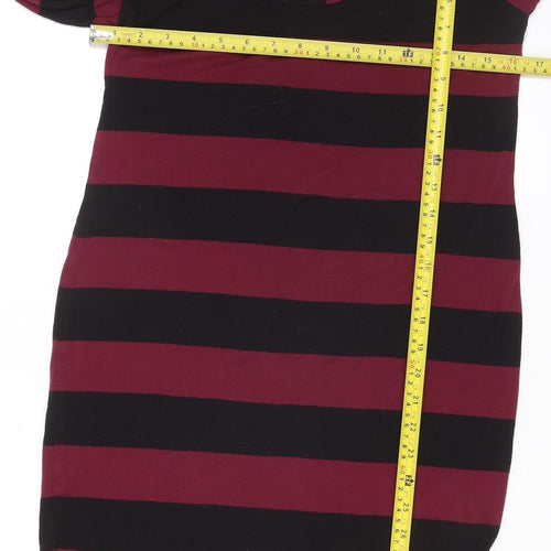 Therapy Women’s Burgundy Black Stripe Shift Dress Size 12