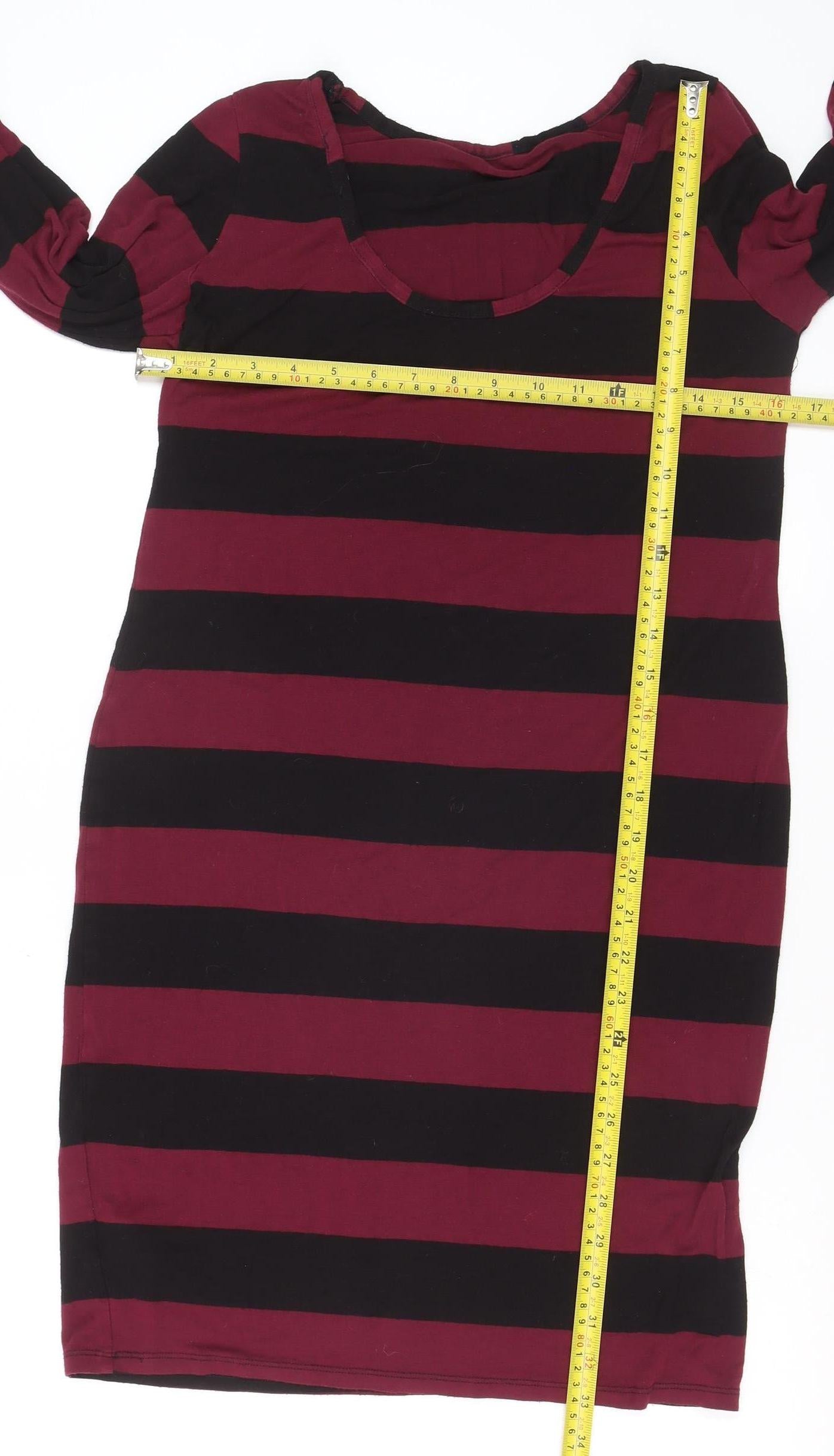 Therapy Women’s Burgundy Black Stripe Shift Dress Size 12