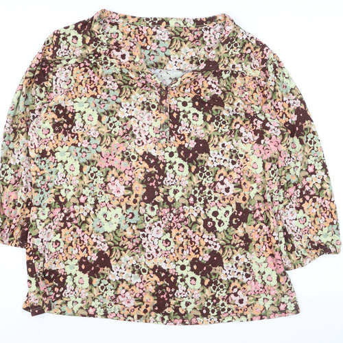 Nutmeg Womens Multicoloured Floral Henley Blouse Size 16