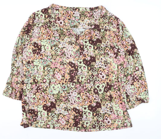 Nutmeg Womens Multicoloured Floral Henley Blouse Size 16