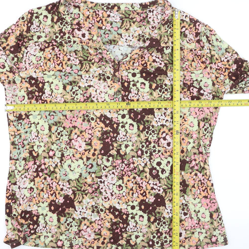 Nutmeg Womens Multicoloured Floral Henley Blouse Size 16