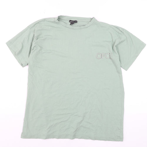 Boohoo Men’s Sage Green Crew Neck Cotton T-Shirt Size S
