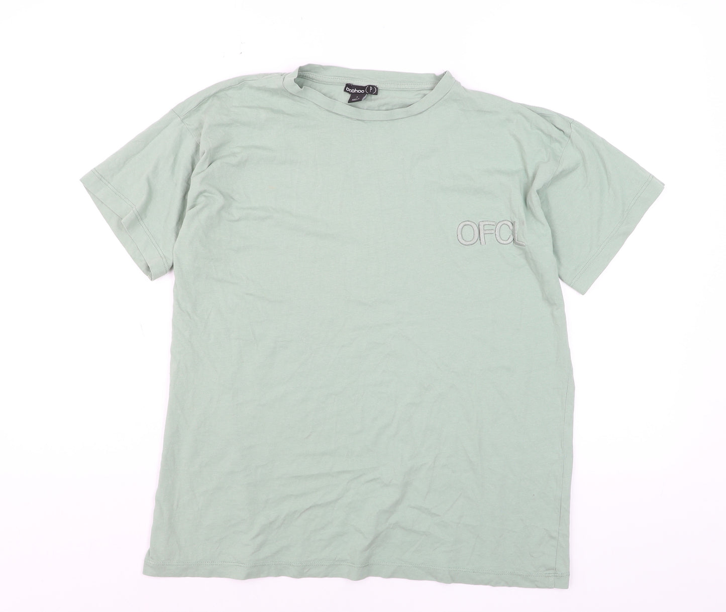 Boohoo Men’s Sage Green Crew Neck Cotton T-Shirt Size S