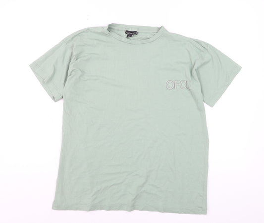 Boohoo Men’s Sage Green Crew Neck Cotton T-Shirt Size S