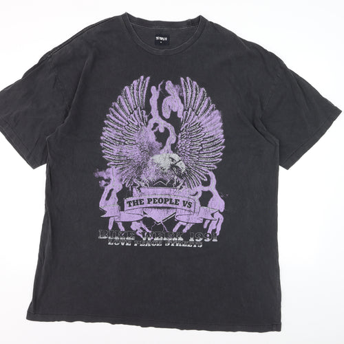 The People Vs Men's Black Graphic Eagle T-Shirt Medium