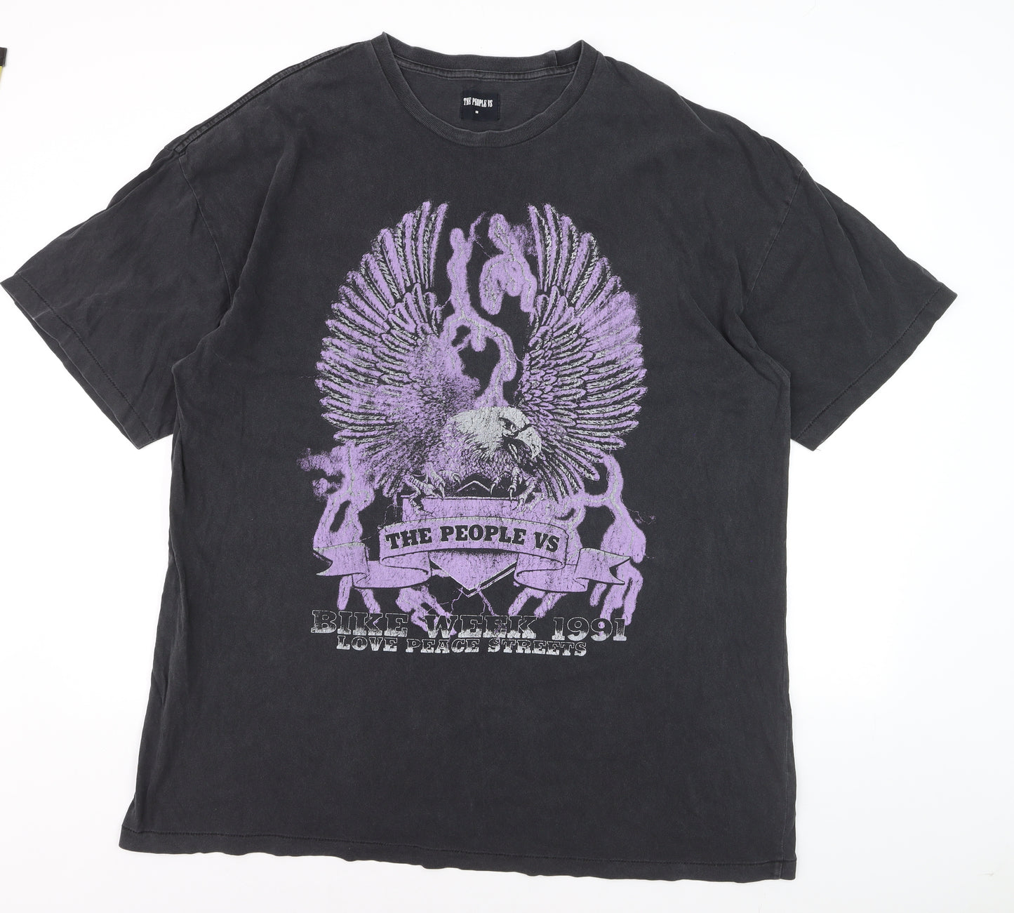 The People Vs Men's Black Graphic Eagle T-Shirt Medium