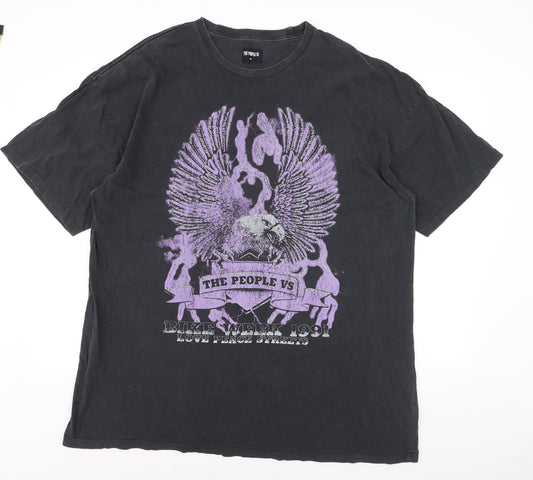 The People Vs Men's Black Graphic Eagle T-Shirt Medium