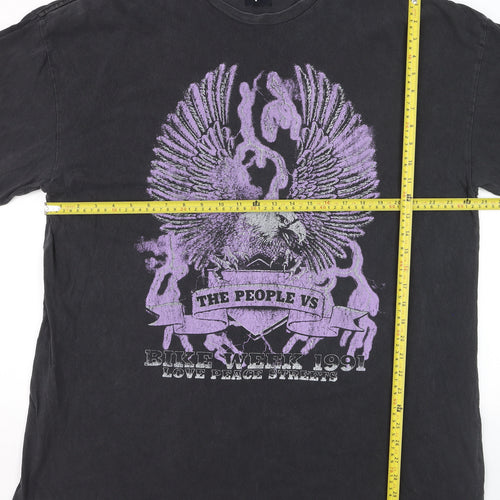 The People Vs Men's Black Graphic Eagle T-Shirt Medium
