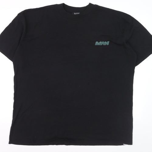 boohooMAN Men Black Graphic Bird Logo T-Shirt L Regular Fit
