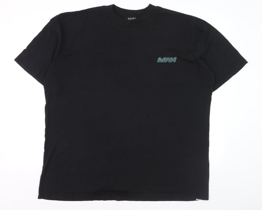 boohooMAN Men Black Graphic Bird Logo T-Shirt L Regular Fit