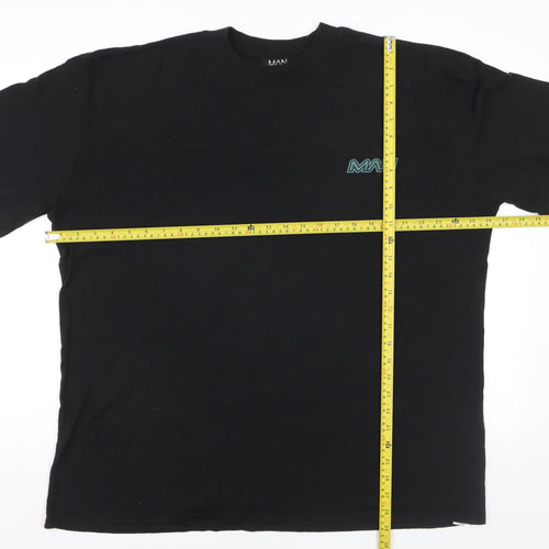 boohooMAN Men Black Graphic Bird Logo T-Shirt L Regular Fit