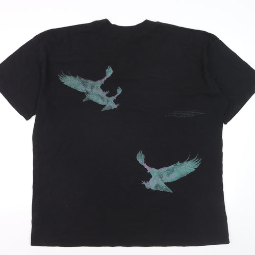 boohooMAN Men Black Graphic Bird Logo T-Shirt L Regular Fit