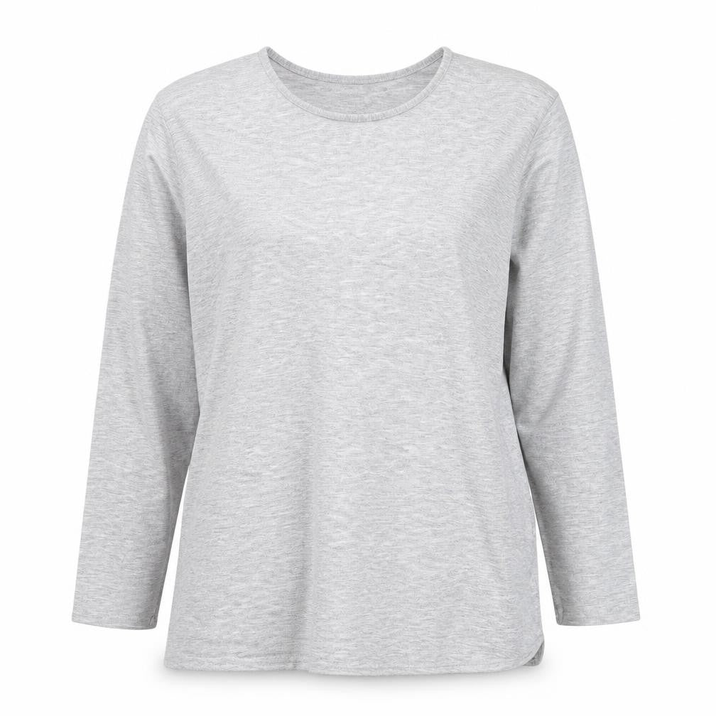 Front view of Brezza Women's Grey Long Sleeve Basic Viscose T-Shirt, size 16