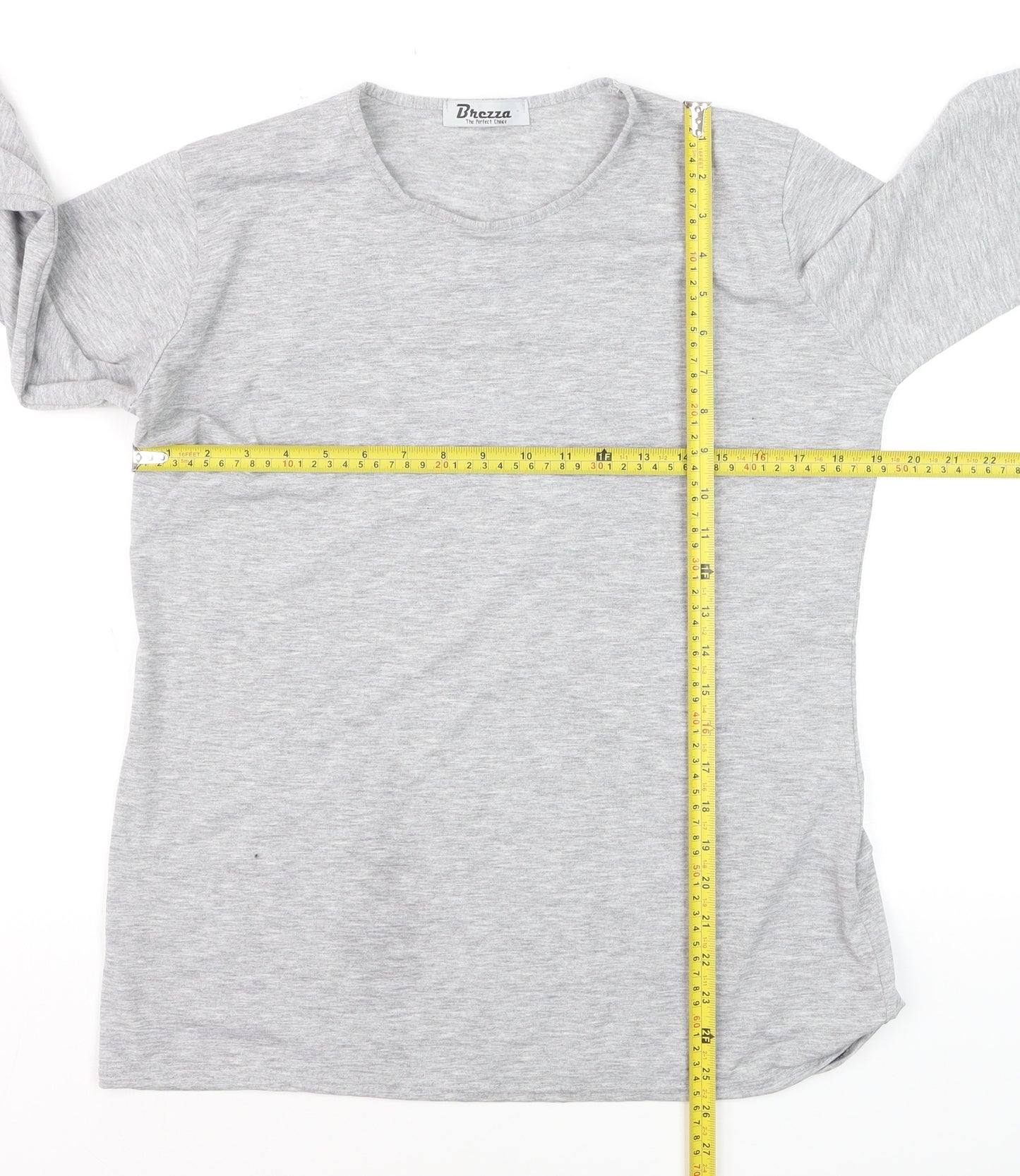 Brezza Women's Grey Long Sleeve Basic Viscose T-Shirt Size 16