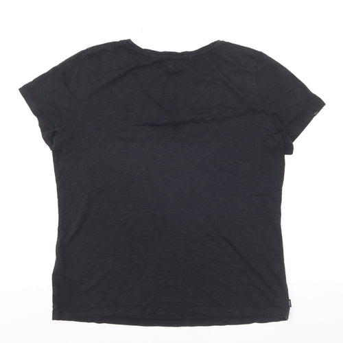 Superdry Women's Black V-Neck Short Sleeve Cotton T-Shirt Size 12