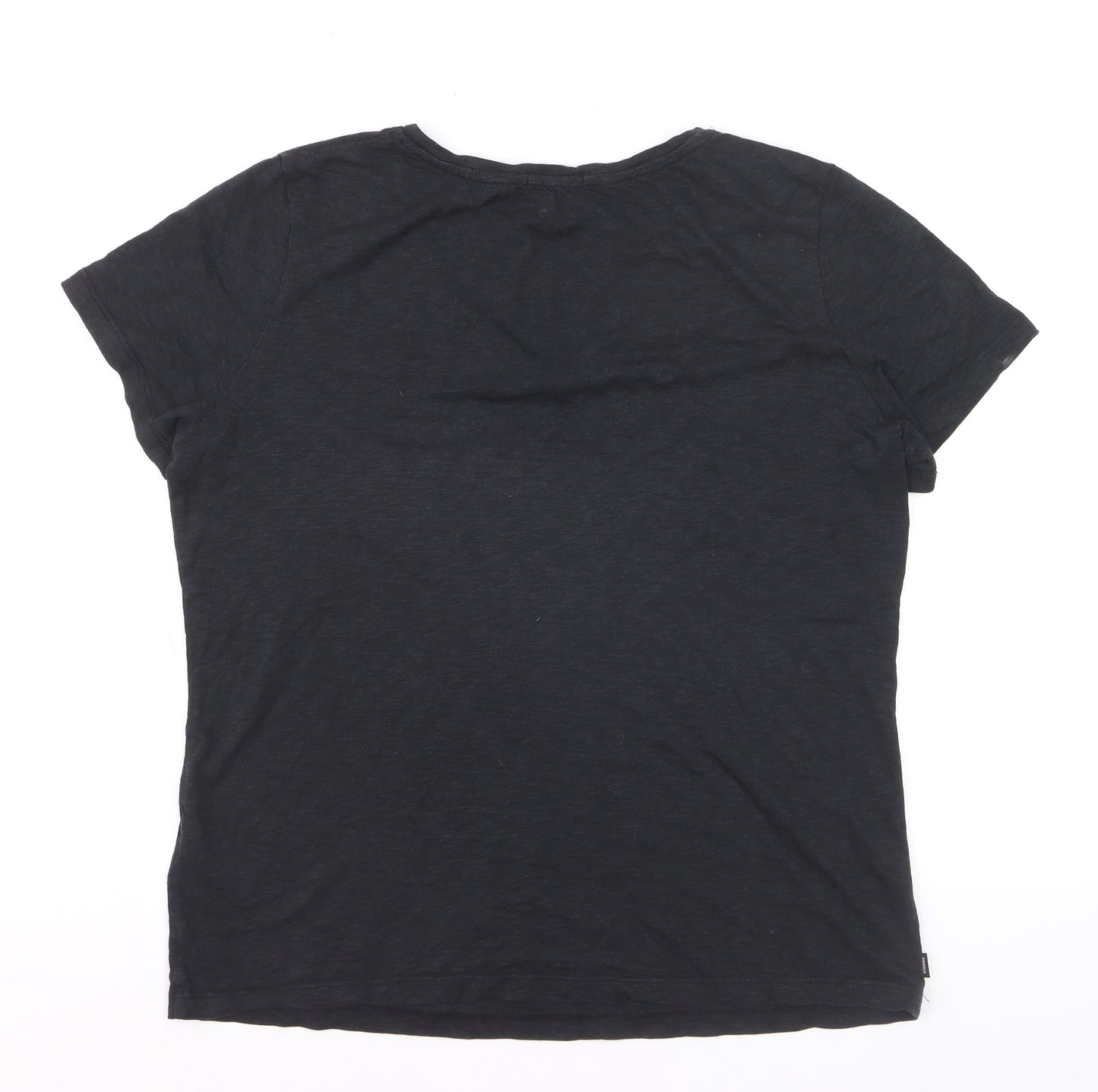 Superdry Women's Black V-Neck Short Sleeve Cotton T-Shirt Size 12