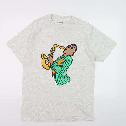 Butter Men's Grey Music Graphic Short Sleeve T-Shirt Size M