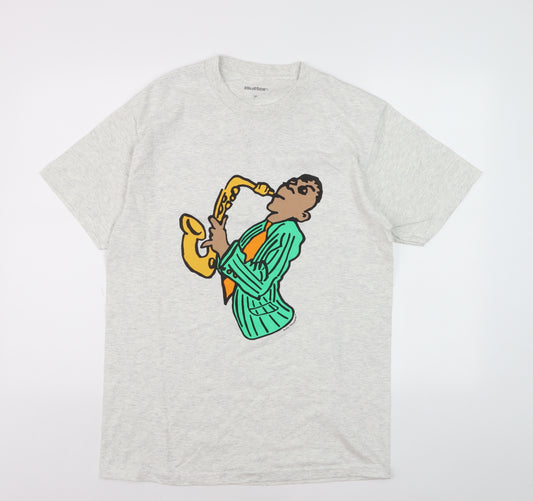 Butter Men's Grey Music Graphic Short Sleeve T-Shirt Size M