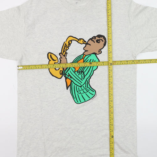 Butter Men's Grey Music Graphic Short Sleeve T-Shirt Size M
