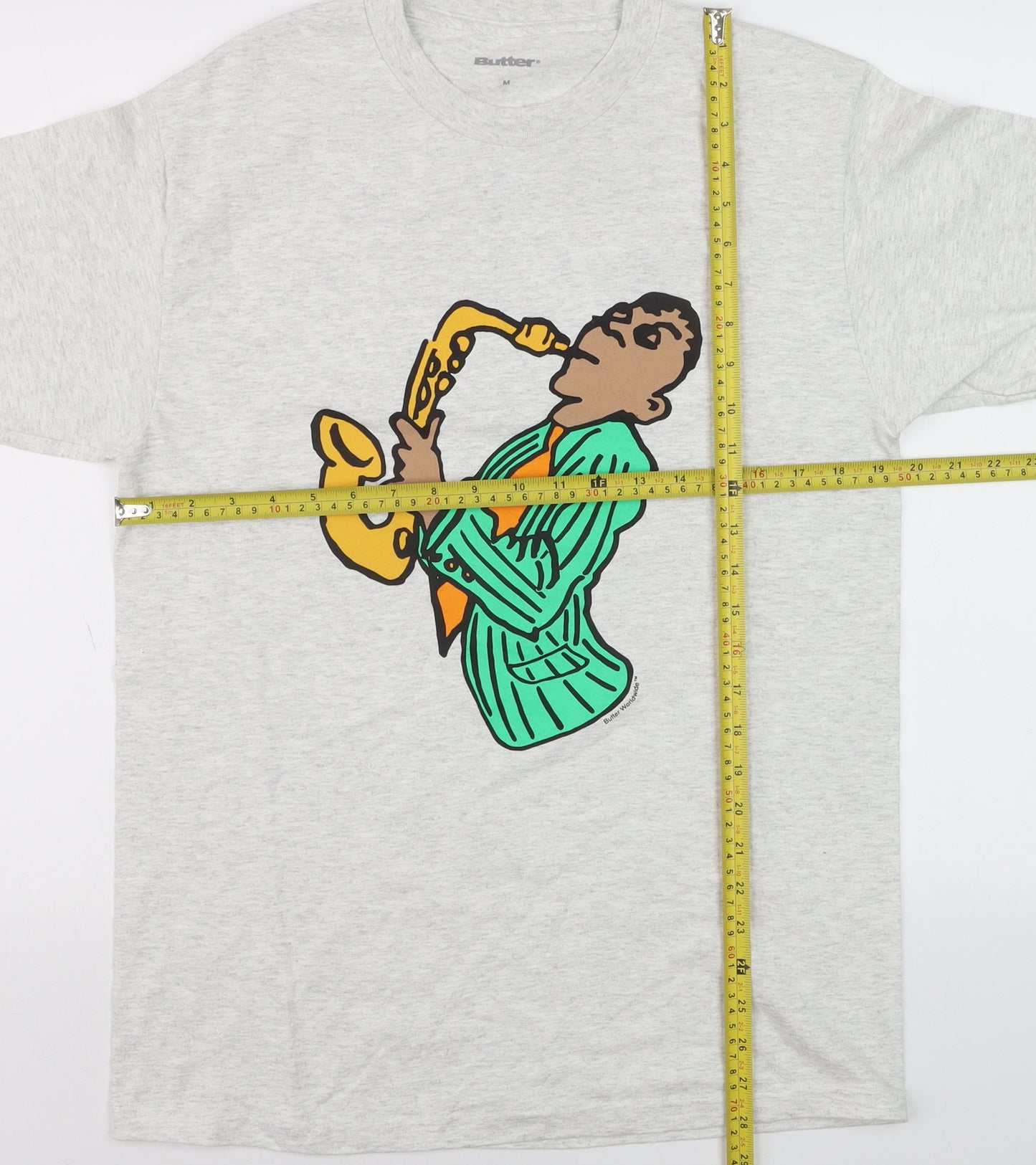 Butter Men's Grey Music Graphic Short Sleeve T-Shirt Size M