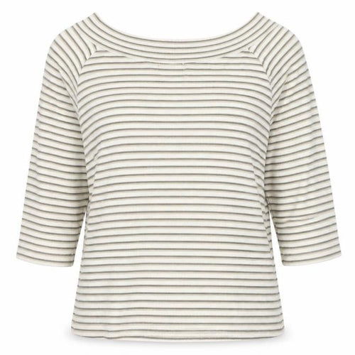 Bonmarché Women’s Beige Striped Boat Neck 3/4 Sleeve T-Shirt M