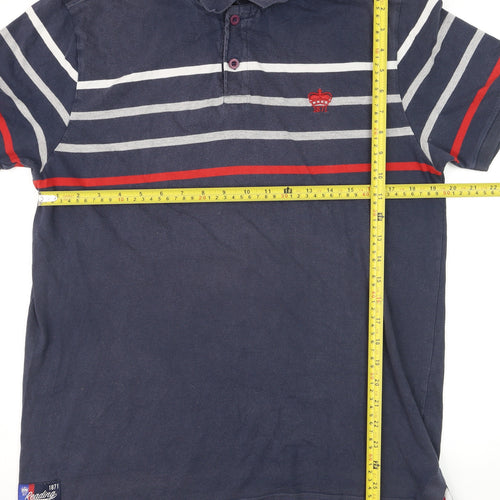 Reading FC Mens Blue Striped Polo Shirt Size L 100% Cotton