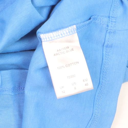 Cotton Traders Womens Blue Button-Up Short Sleeve Top Size 12