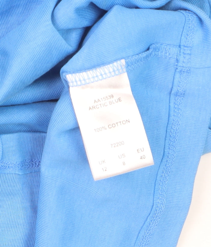 Cotton Traders Womens Blue Button-Up Short Sleeve Top Size 12