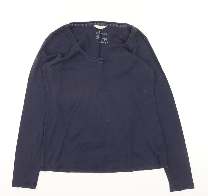 White Stuff Women's Blue Long Sleeve Cotton T-Shirt Size 8