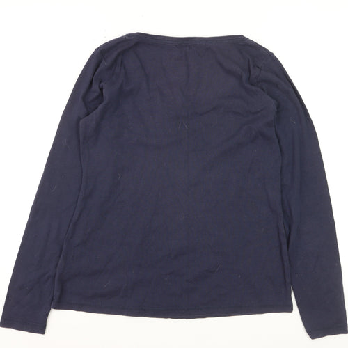 White Stuff Women's Blue Long Sleeve Cotton T-Shirt Size 8