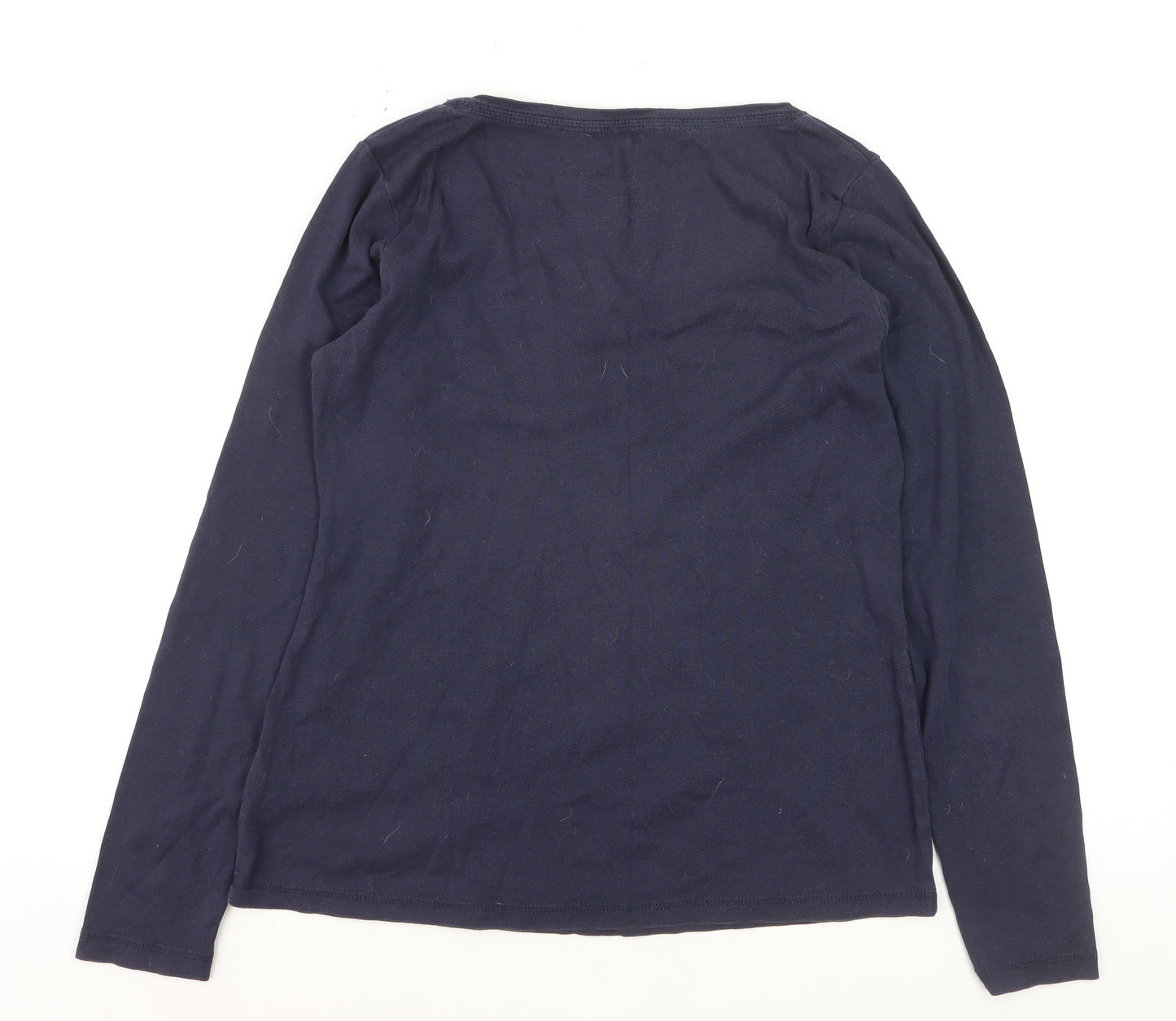 White Stuff Women's Blue Long Sleeve Cotton T-Shirt Size 8