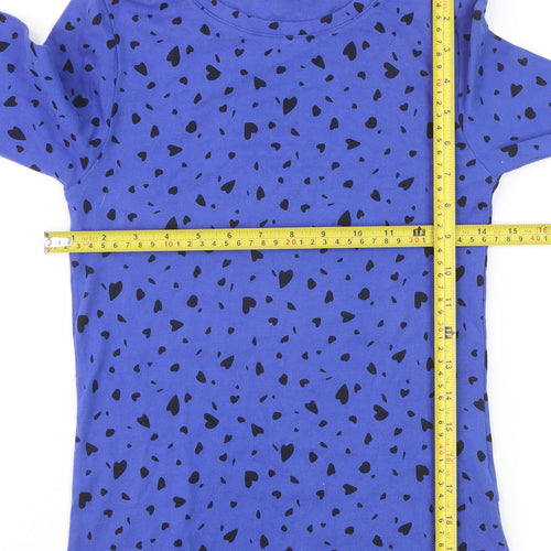 Marks and Spencer Women Blue Long Sleeve Heart Print Cotton T-Shirt Size 10