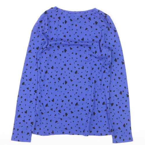 Marks and Spencer Women Blue Long Sleeve Heart Print Cotton T-Shirt Size 10