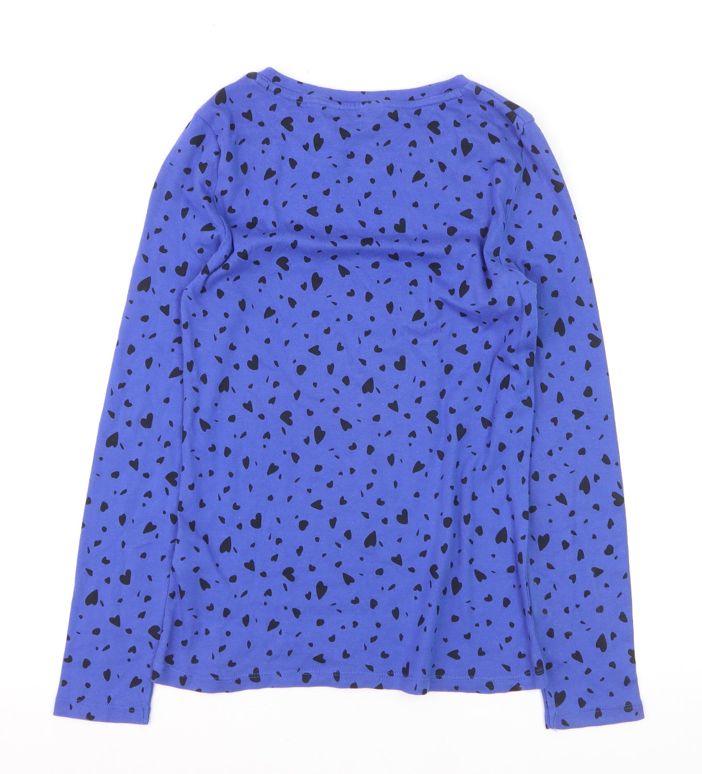Marks and Spencer Women Blue Long Sleeve Heart Print Cotton T-Shirt Size 10